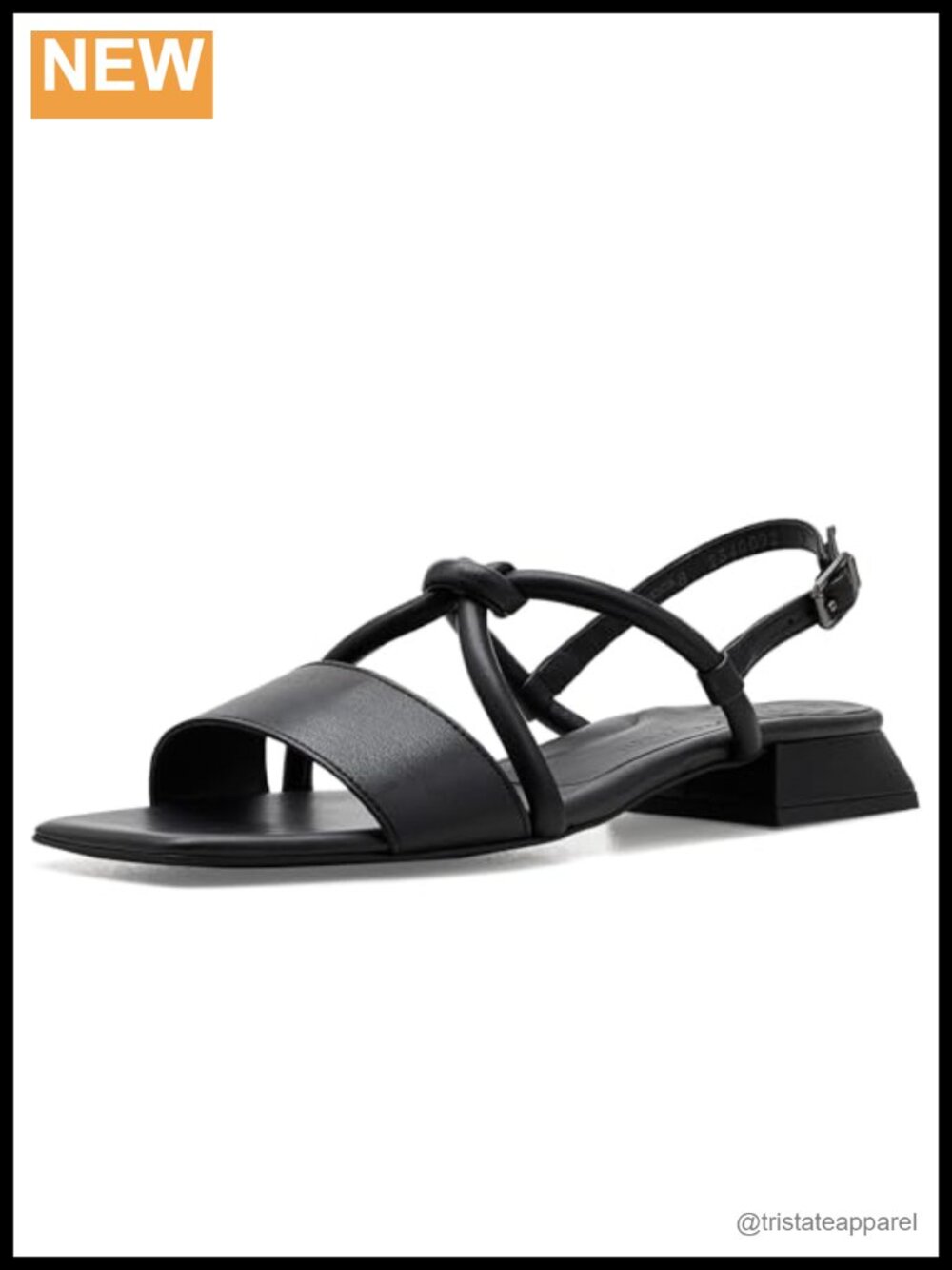 Square Toe Leather Block Heel Ankle Strap Dress Sandal